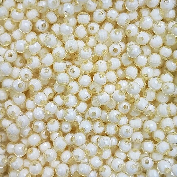 500 Pérolas Miçangas Sextavada 6mm Facetada cor Creme
