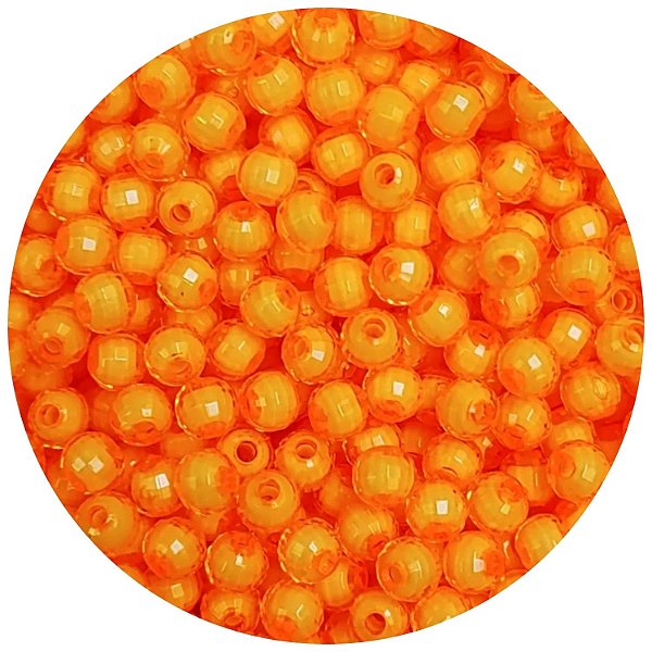 100 Miçangas Pérola Sextavada de 8mm cor Laranja