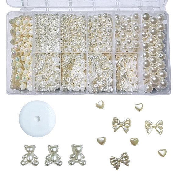 Kit 2850 Miçanga Pérola Entremeio Creme + Organizador + Fio