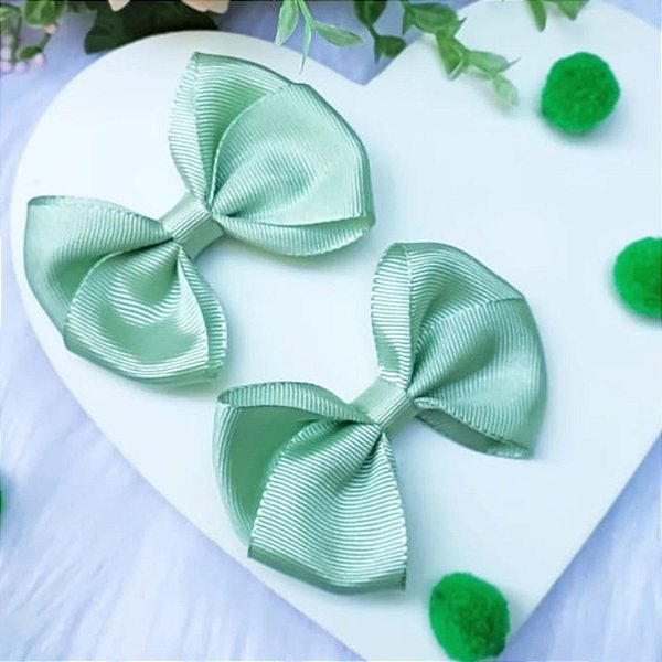 2 Laços Cruzado Infantil Liso Hair Clip Presilha de Cabelo cor Verde Água