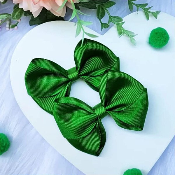 2 Laços Cruzado Infantil Liso Hair Clip Presilha de Cabelo cor Verde Bandeira