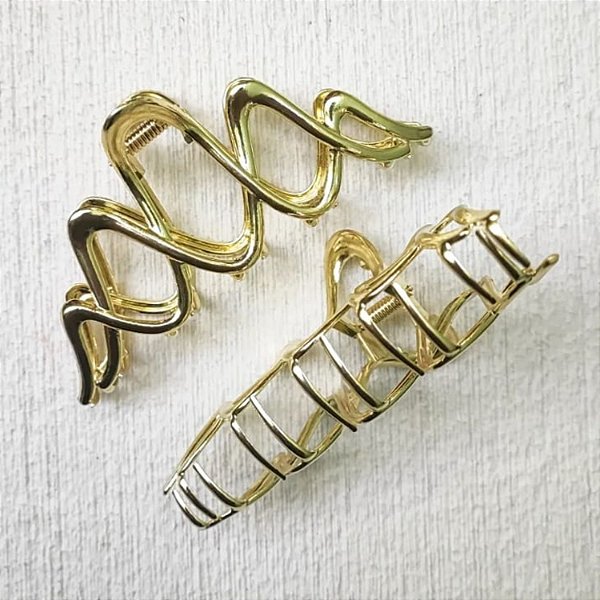 1 pç Prendedor de Cabelo Piranha Presilha Grande Metal cor Dourado
