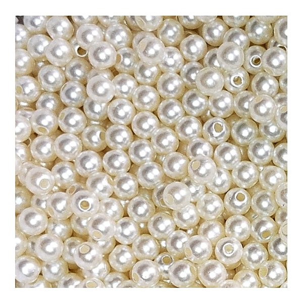 1kg Perola inteira Com Furo Bola Miçanga Creme 12mm
