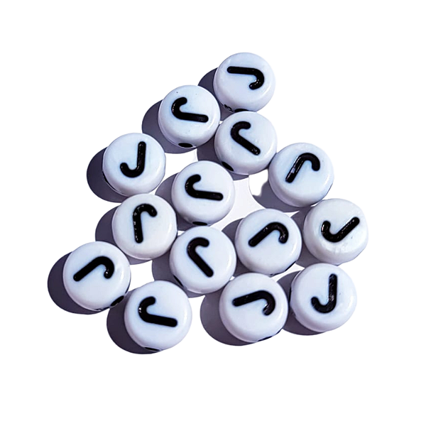 100 Miçangas Consoante (J) Branca E Preta