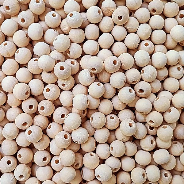 Aprox 1500 Perolas De Madeira 10mm Conta Bola Macramê Artesanato 490g