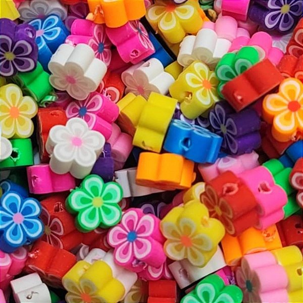 25 Uni. Miçanga De Fimo Flor