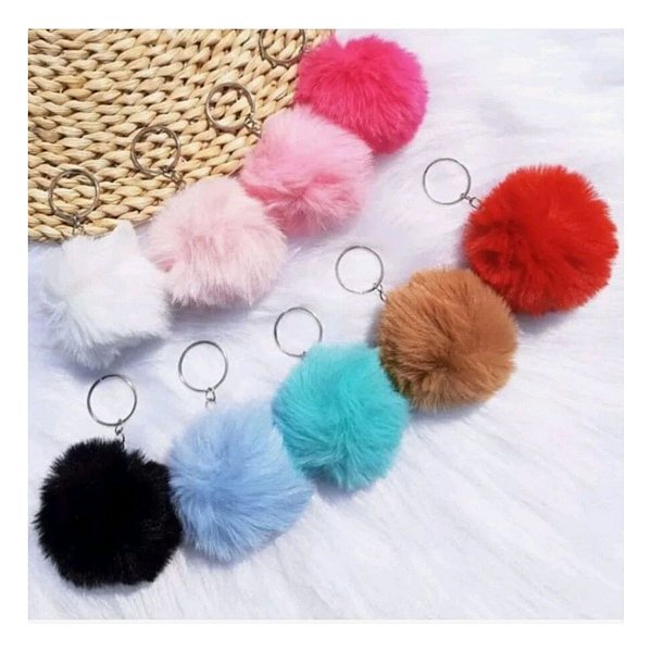 Kit com 10 Chaveiros Pompom 7cm Pelúcia Revenda P Bolsas E Mochilas