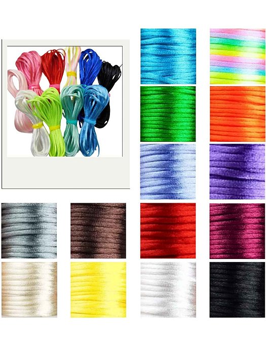 Kit Cordão Rabo De Rato 1mm Fio De Seda C/ 60m 20 Cores