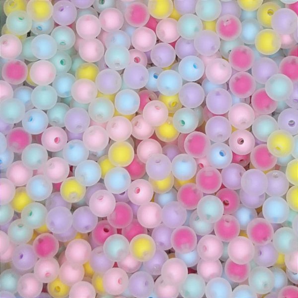 Aprox 300 Perolas Fosca Com Miolo Colorido 8mm 75g