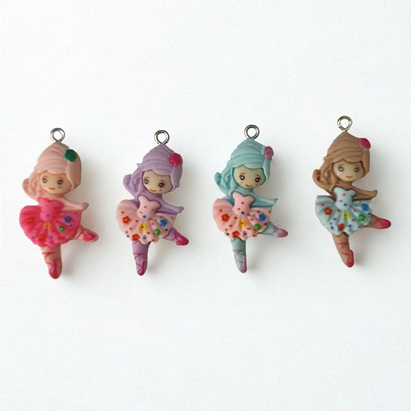 10 pçs Pingente de Bailarinas Coloridas 3,5cm