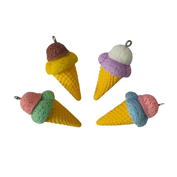 10 pçs Pingente de Sorvetes Coloridas 3,5cm