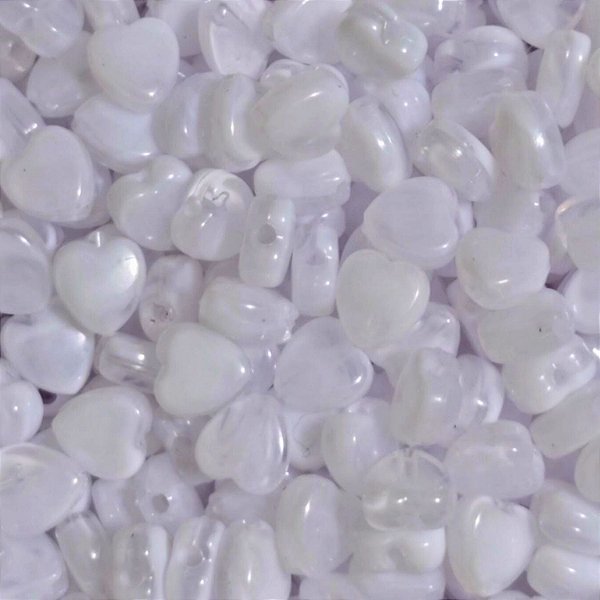 70g Entremeio Coração Mesclado cor Branco Miçanga Passante Artesanato Bijuteria