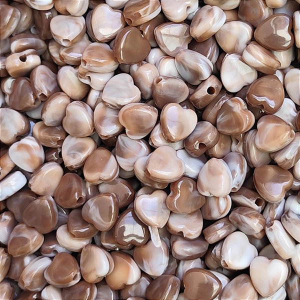 70g Entremeio Coração Mesclado cor Marrom Miçanga Passante Artesanato Bijuteria