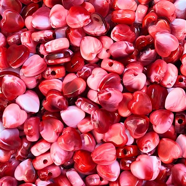 70g Entremeio Coração Mesclado cor Vermelho Miçanga Passante Artesanato Bijuteria