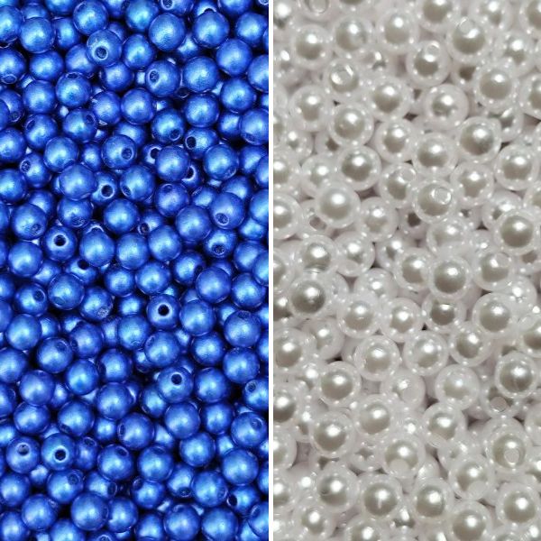 Miçangas Tradicional 6mm Kit 600pcs Azul e Branco p/ Criar Pulseiras e Bijuterias Torcida Diy