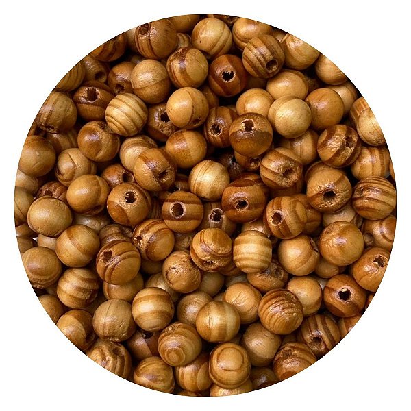 Kit 15mil Conta de Madeira 8mm Bola Mesclada Castanha Passante Artesanato