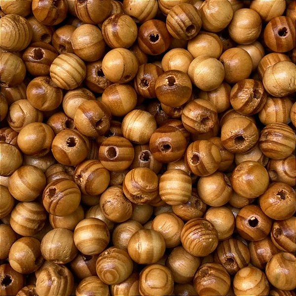 Conta de Madeira Mesclada 8mm e 10mm kit c/ 1200pçs Bola Castanha Passante Artesanato