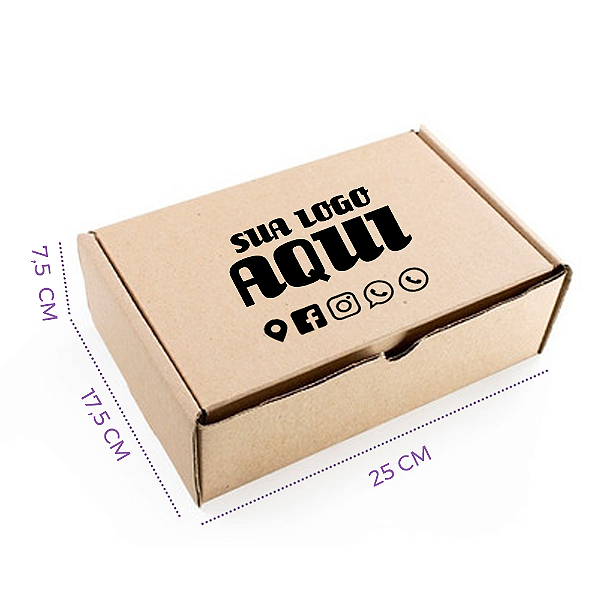 CAIXA DE PAPELÃO 25x17,5x7,5 CM PERSONALIZADA 100 unidades