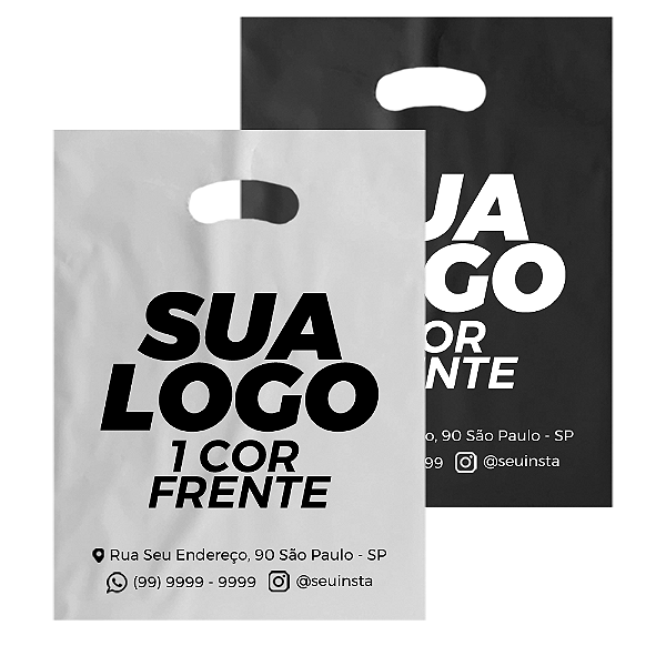 SACOLA ALÇA VAZADA 30x40x0,06 (Branco/Preto)