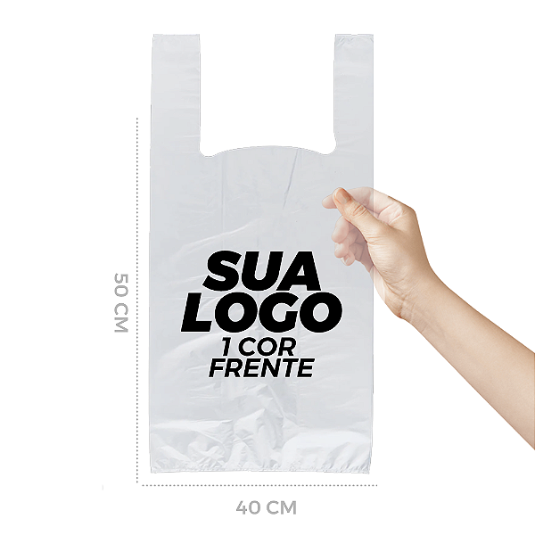 SACOLA ALÇA CAMISETA 40x50x0,06 (Preto/Transp.)