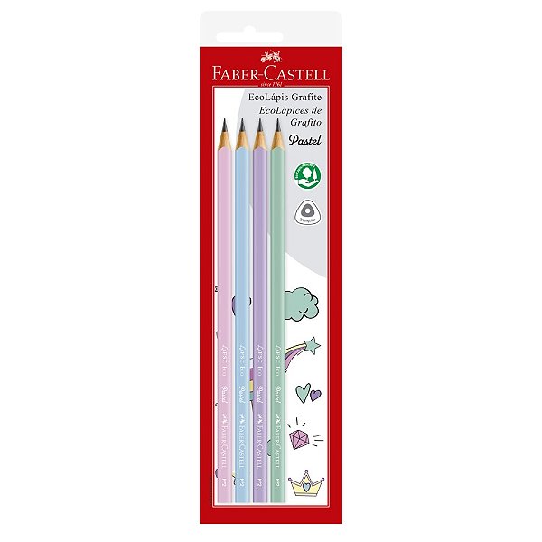 Ecolápis Grafite -  Faber-Castell - Tons Pastel 4 un