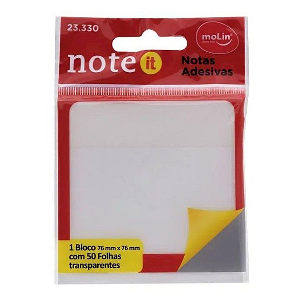 Bloco de Notas Adesivas - Molin - Transparente 76x76mm 50fls