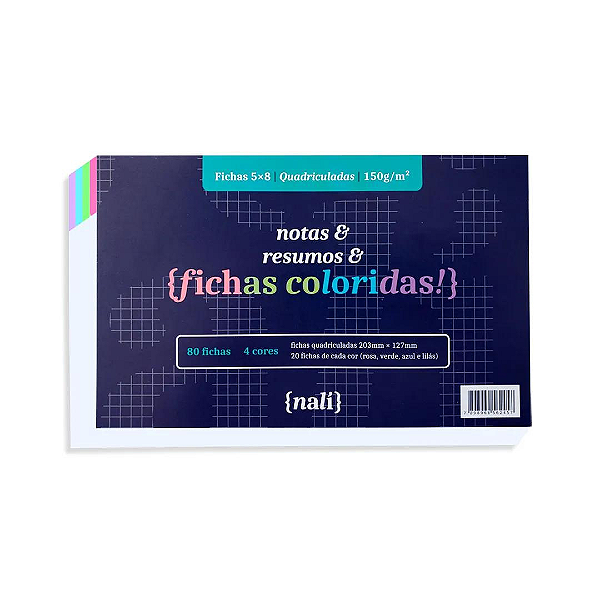 Fichas Coloridas - {Nali} - 5x8 Quadriculada