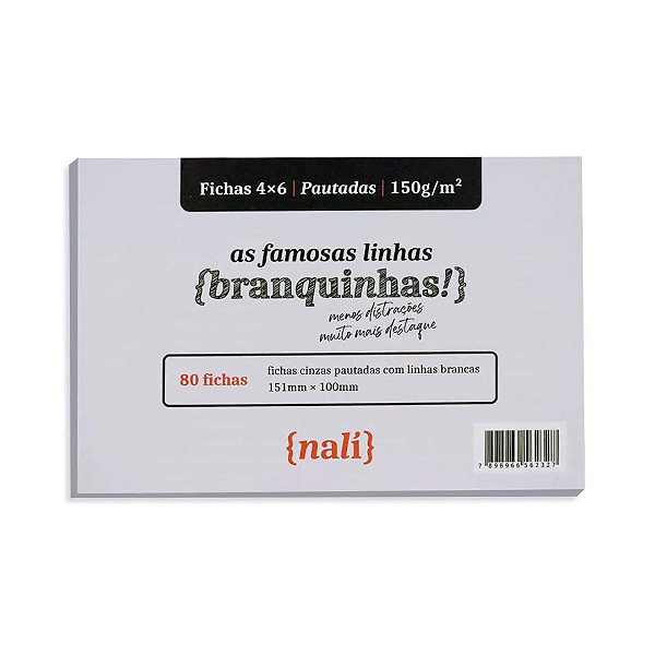 Fichas Linhas Brancas - {Nali} - 4x6 Pautada
