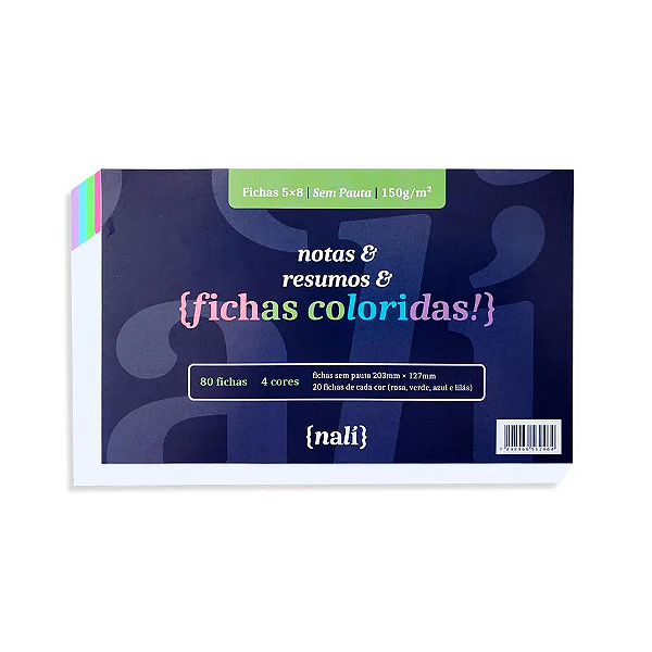 Fichas Coloridas - {Nali} - 5x8 Sem Pautada