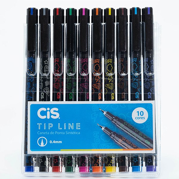 Estojo c/ 10 Canetas Hidrográfica - CiS -  Tip Line 0.4mm