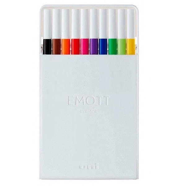 Estojo c/ 10 Canetas  - Uni-Ball -  Emott Fine 0.4 Cores Primárias