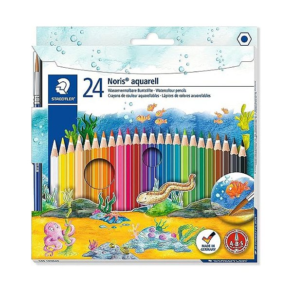 Lápis de Cor - Staedtler - Noris Aquarelável Caixa c/ 24 cores + Pincel
