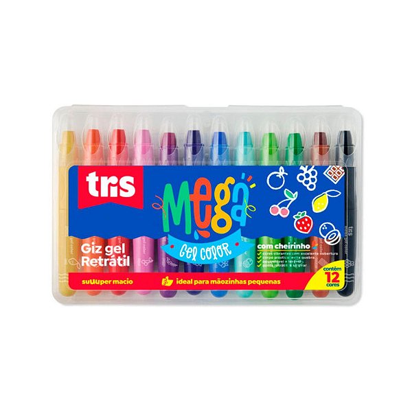 Giz Gel Retrátil - Tris -12 Cores com Cheirinho