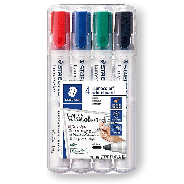 Estojo com Macadores Quadro Branco - Staedtler - Lumograph 4 Cores