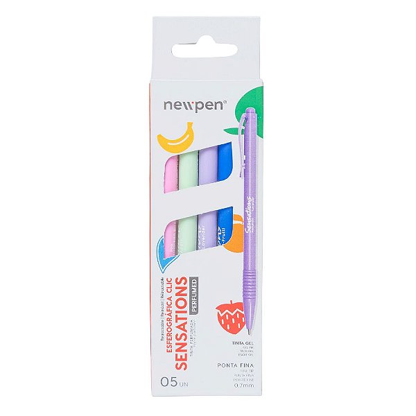 Kit Caneta Esferográfica - Newpen - Perfumada Click Sensations (05 Unidades)