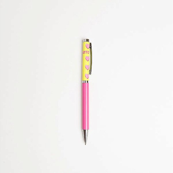 Caneta Esferográfica - LeoArte - Pink Vibes Coração 1.0mm Tinta Azul