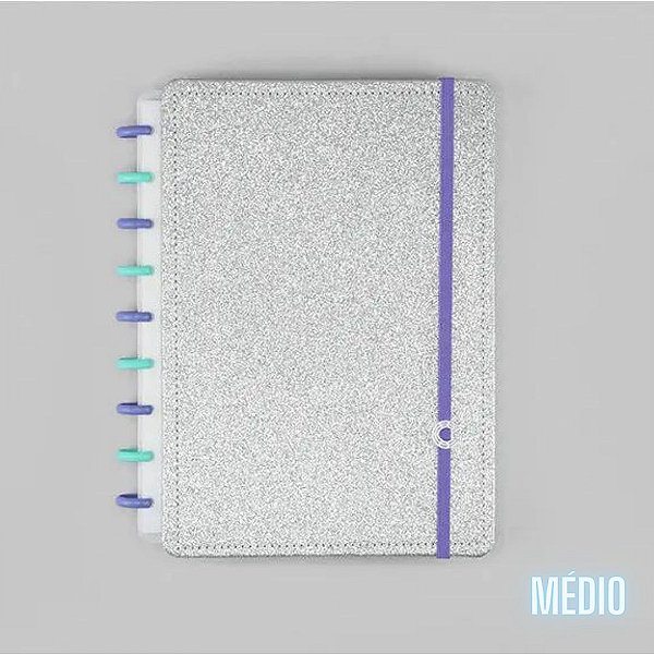 Caderno Médio - Caderno Inteligente -Let's Glitter Silver 2.0