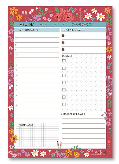 Bloco Tarefas do Dia - Fina Ideia - Campestre