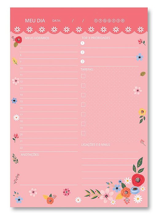 Bloco Tarefas do Dia - Fina  Ideia - Buquê