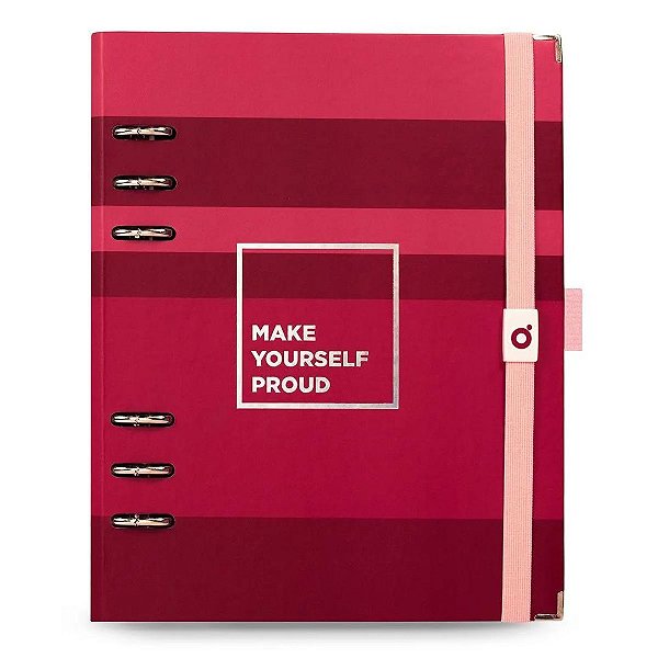 Planner Premium Argolado A5 - Ótima - Viva Magenta Listras com Caixa Premium