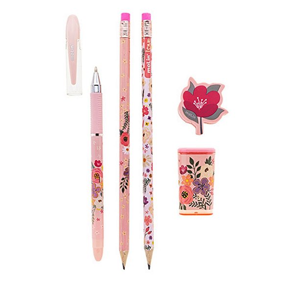 Kit Escolar- Molin- Love Flowers 5 itens