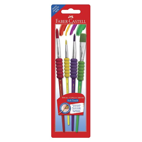 Pincel Soft Touch - Faber-Castell - Cartela com 4 Peças