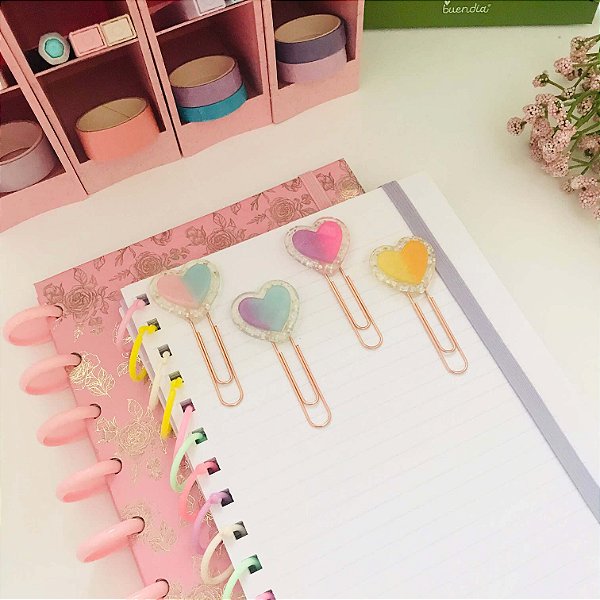 Clips - Buendia - Coração com Glitter 4 Unidades