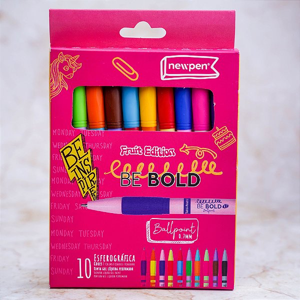 Kit com 10 Canetas Esferográficas - NewPen - Be Bold Fruit Edition (Perfumadas)
