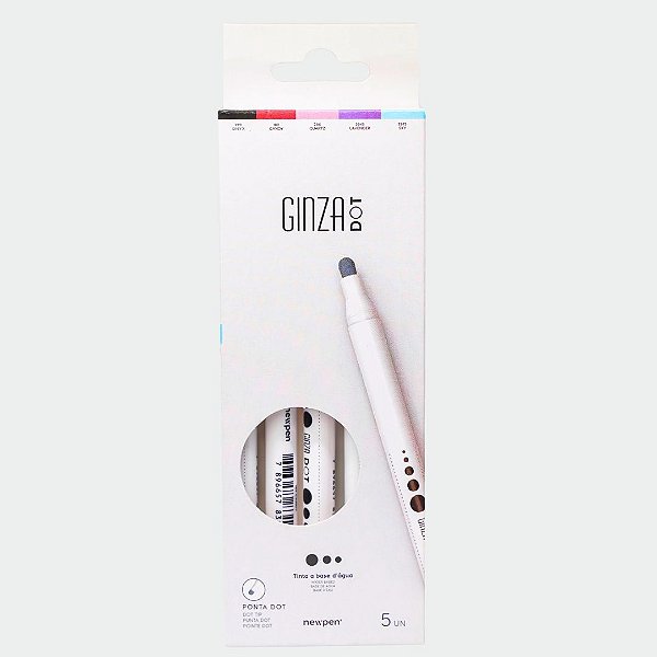 Caneta Ponta DOT - Newpen - Ginza DOT Kit c/ 5 Cores