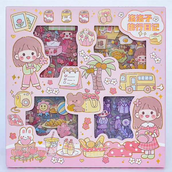 Caixinha com 100 Folhas de Adesivos - Kawaii - Lovely