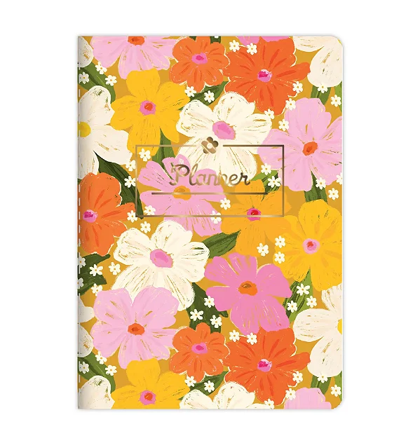 Caderneta Singer A5 Mensal - Lubi - Floral Amarelo