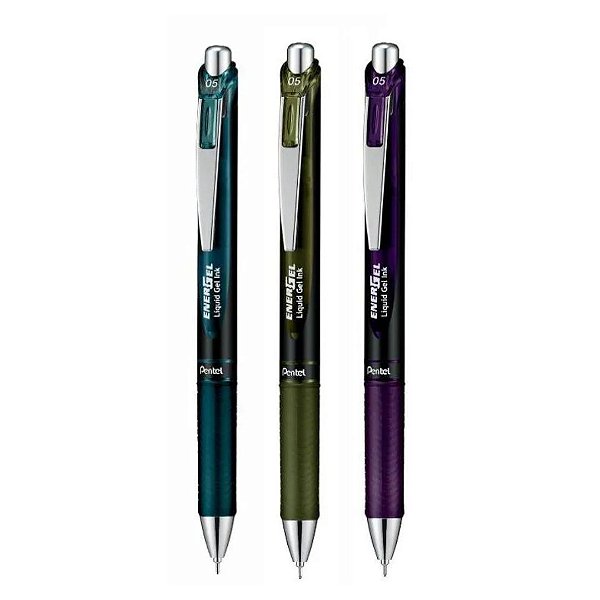 Kit 3 Caneta Gel - Pentel - Energel Black Colors Collections