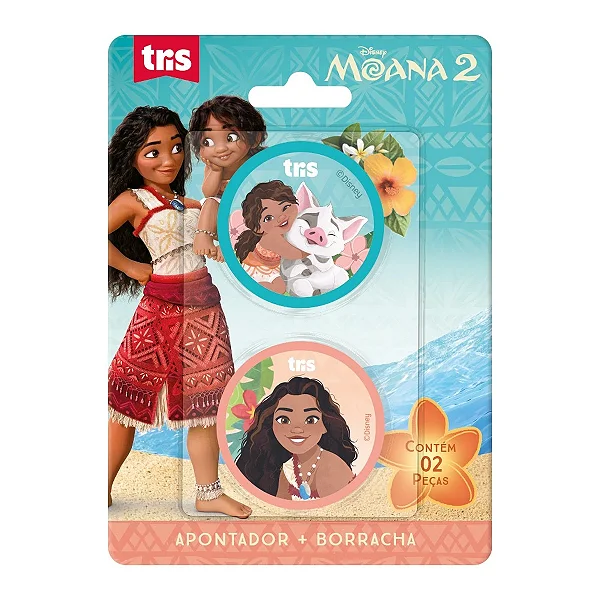 Kit Apontador com Depósito + Borracha - Tris - Moana 2