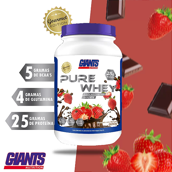 Whey Protein Isolado e Concentrado Pure Whey Gourmet Giants Nutrition 900g (Pote) - Todos os Sabores